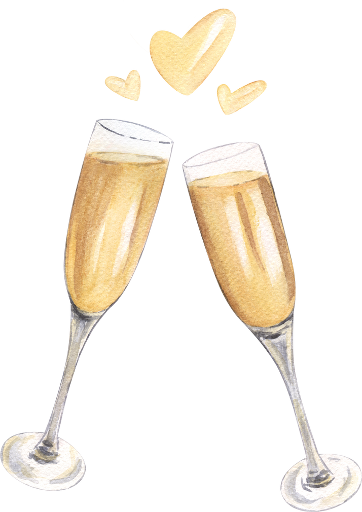 Two Glasses of Champagne Watercolor Illustration