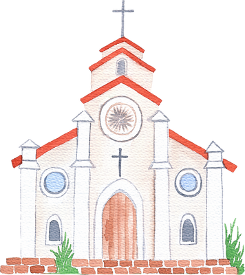 Watercolor Church Illustration