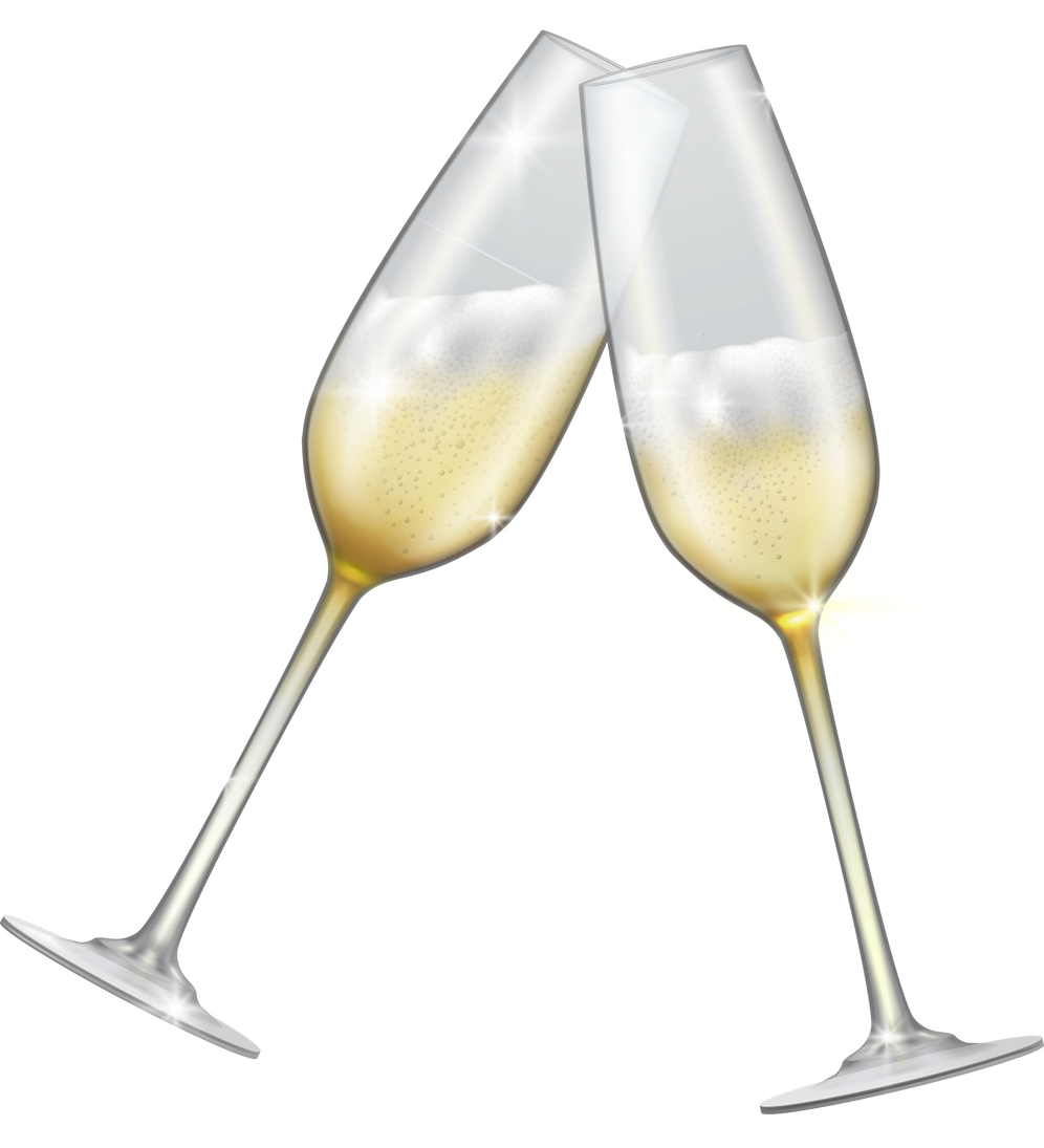 Two glasses of champagne crossed